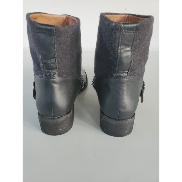 ANN TAYLOR LOFT Black Metal Chain Strap Moto Ankle Boots Size 7.5 M - Picture 4 of 9